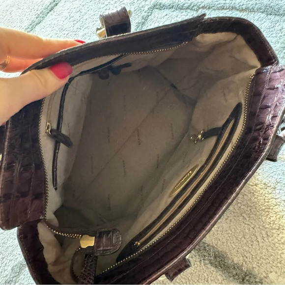 Brahmin Arianna Onyx Stanton Tote Leather Shoulder Bag brown croc embossed - Picture 5 of 15